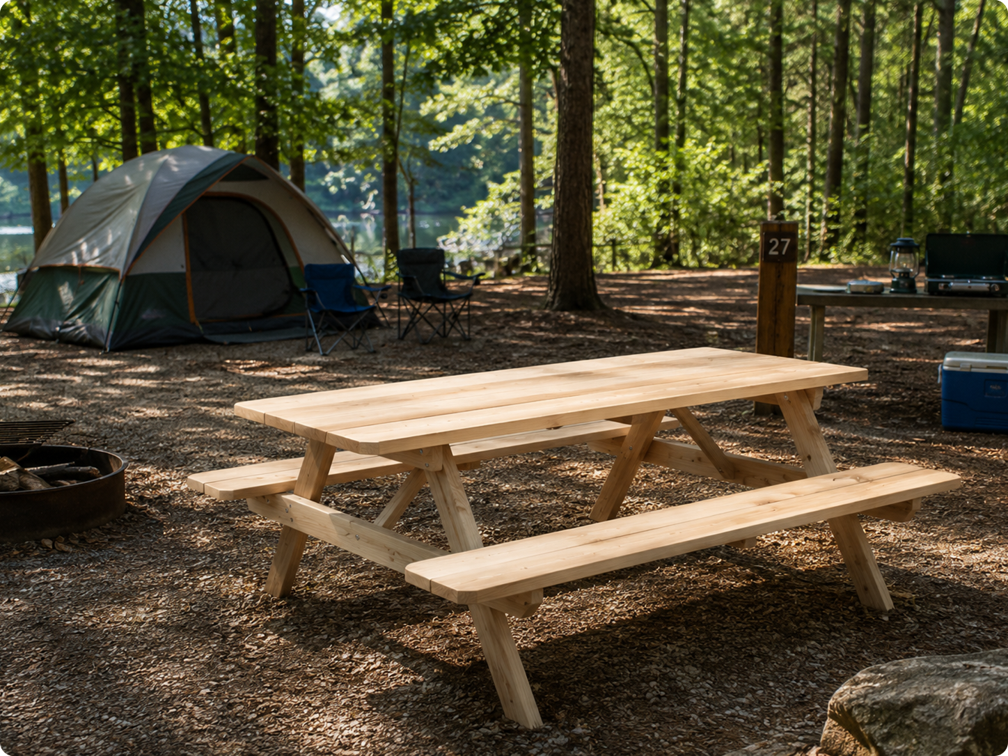 Commercial wooden picnic table